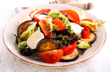 Eggplant, tomato and mozzarella salad