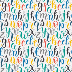 Hand drawn abc letters seamless pattern