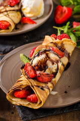 Crepes with ice cream