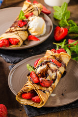 Crepes with ice cream