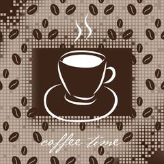 Hand drawn coffee cup with different cookies.