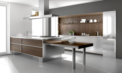 Moderne Einbauküche mit Holz, Holzküche, Küche