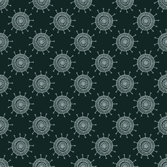 White doodle flower on black background. Simple seamless pattern. Hand drawn wallpaper. Vector illustration.