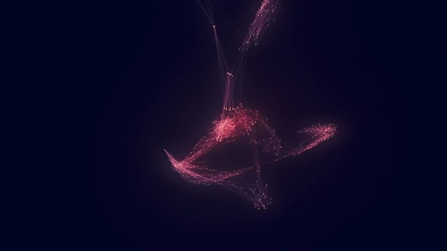 Animation of growing connected particles. Perfect loop. A network of connected dots.
