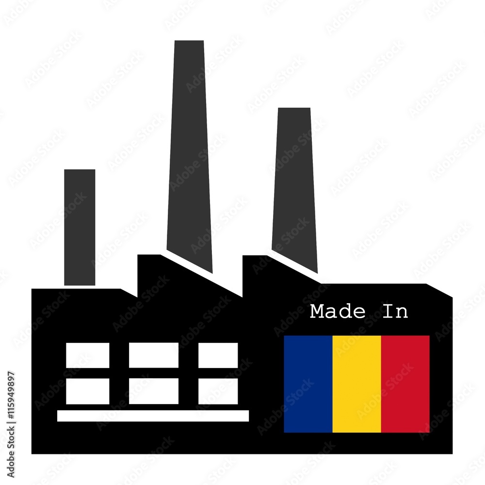 Sticker Drapeau de la Roumanie sur une usine