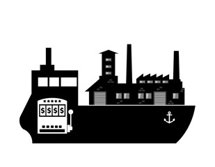 Obraz premium Usine délocalisée par bateau cargo