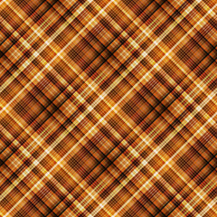 Checkered seamless pattern. Yellow, orange, brown and black cowboy ornament. Abstract symmetrical background. Vector eps10