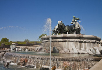 Copenhagen, Denmark - Gefion Fountain  from 1908 represents bulls driven by the Norse goddess Gefjon