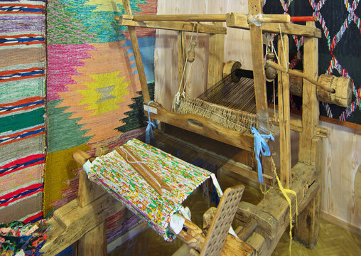 Ancient wooden  loom of Russian masters