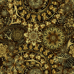 Paisley vintage floral motif ethnic seamless background. Abstract lace pattern. Ability to edit the colors, without losing seamlessly. Hand drawing colorful wallpaper. EPS-8 vector texture.