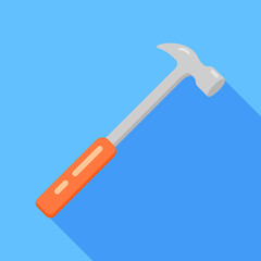Hammer flat icon. Repair tool. Vector design.