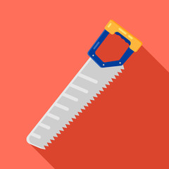 Hand saw, flat icon, isolated. Vector design.