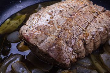 Beef roast just taken from the oven.