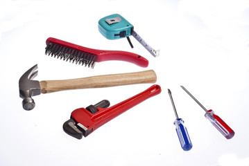 Set of tools and instruments isolated on white background