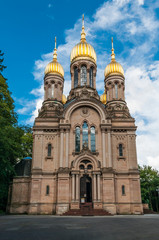 Fototapeta na wymiar Russisch-orthodoxe Kirche in Wiesbaden; Deutschland