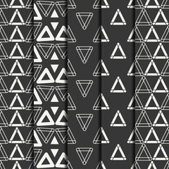 Fototapeta premium Zestaw geometrycznej linii monochromatyczne streszczenie hipster wzór z trójkąta. Papier do pakowania. Papierowy notatnik. Dekarstwo. Ilustracji wektorowych. Tło. Graficzna tekstura dla twojego projektu, tapeta.