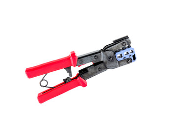 Equipment for installing lan cable isolated on white background