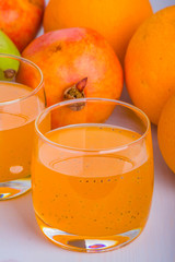 Orange with basil seeds drink.