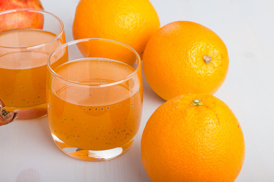 Orange with basil seeds drink.