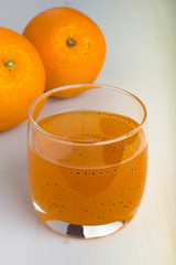 Orange with basil seeds drink.