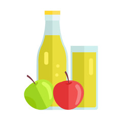 Apple Juice Concept Vector Illustration. 