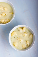 Chicken soup with noodles.