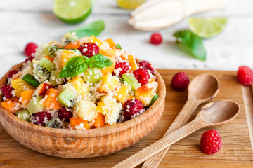 fruit salad with couscous and basil