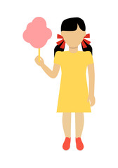 Girl Character Template Vector Illustration.