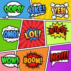 Speech bubbles tags at colorful background