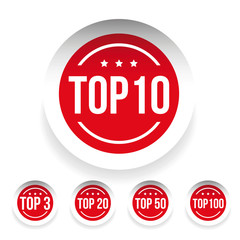 Top 10 label set red vector