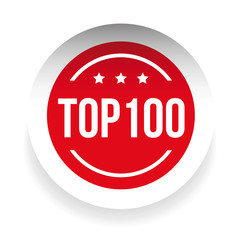 Top 100 label red vector