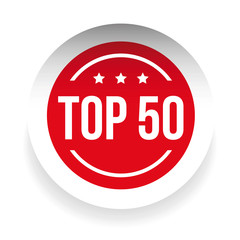 Top 50 label red vector