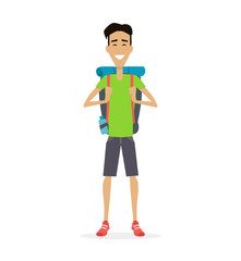 Hiker Traveler Vector Illustration