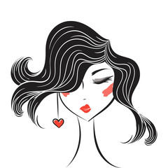 face glamorous girl cartoon
