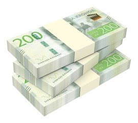 Swedish kronor isolated on white background. 3D illustration.