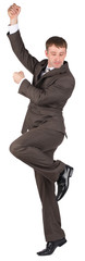 Side pose of climbing executive