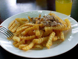 French fries with salad