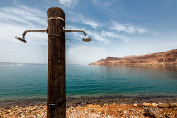 shower on the beach, Dead sea