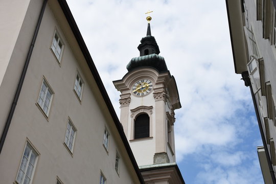 Salzburg, Linzer Gasse, Kirche, Kirchturm, St. Sebastian, Sankt Sebastianskirche, Mauer, Turm 
