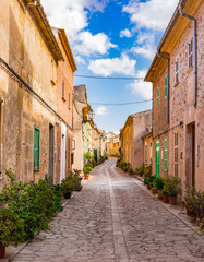 Old mediterranean street village Petra Majorca Spain