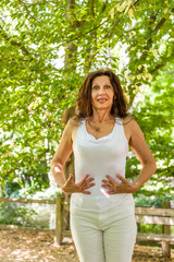 Fototapeta premium menopausal woman has a flat belly