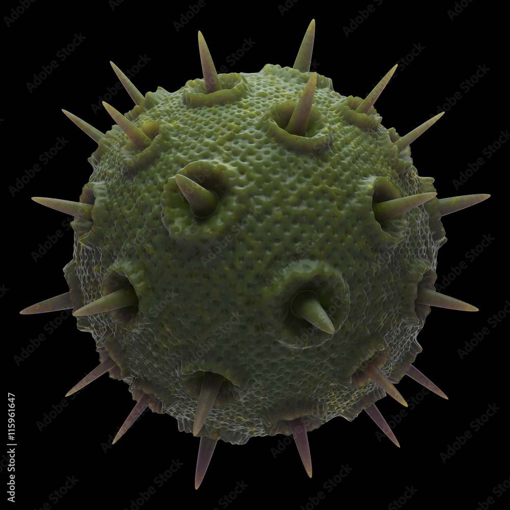 Aufkleber isolated 3d rendering molecule or germ concept with embossed and displaced surface