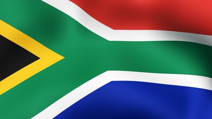 Flag of South Africa, fluttering in the wind. 3D rendering.