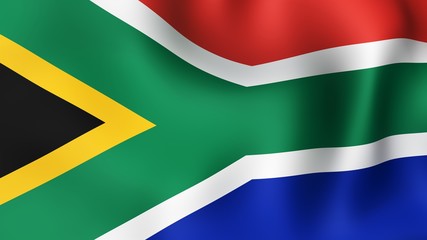 Flag of South Africa, fluttering in the wind. 3D rendering.