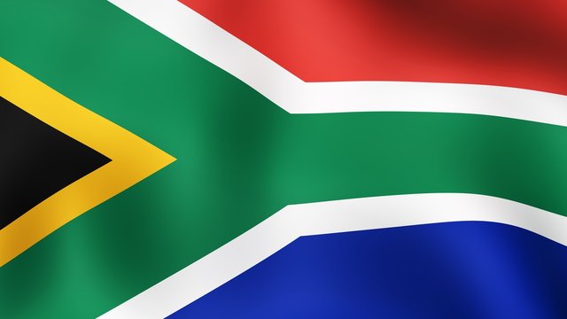 Flag of South Africa, fluttering in the wind. 3D rendering.