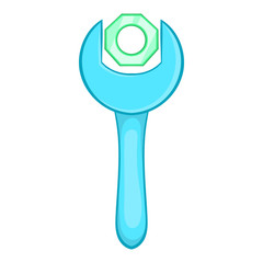 Wrench icon in cartoon style isolated on white background. Tool symbol