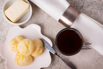 Brazilian snack pao de queijo (cheese bread)