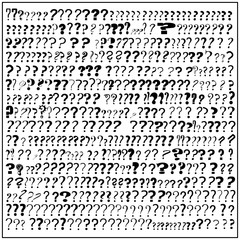 Question marks of 517 different fonts. Vector, isolated background.