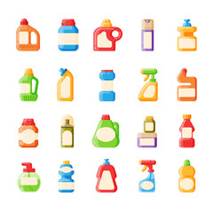 Bottle template blank package container collection flat vector illustration.