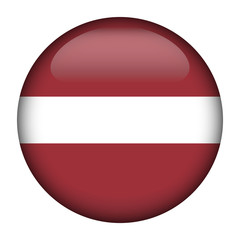 Round glossy Button with flag of Latvia